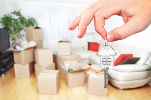 Professional furniture removal team in action